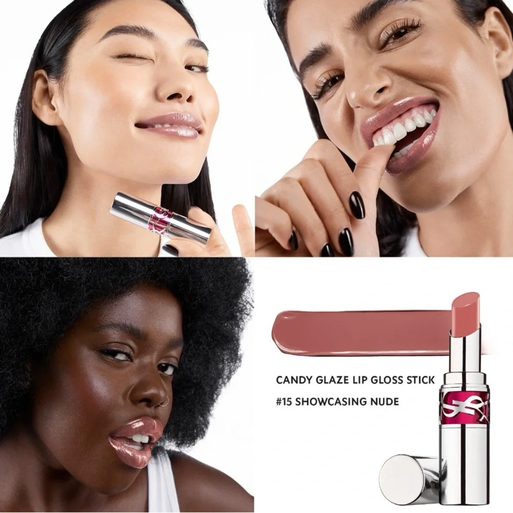 🫦 YSL Loveshine Candy Glaze Lip Gloss Stick - 15 Showcasing Nude